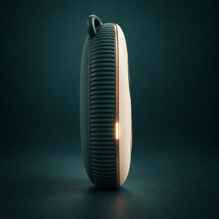 Side profile showing the ribbed grip